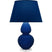 Cobalt Glazed Ceramic w/Lucite with Navy W/ Gray Lining Fabric Shade Glass and Blue Shade
