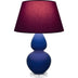 Cobalt Glazed Ceramic w/Lucite with Plum W/ Lavender Lining Fabric Shade Glass and Red Shade
