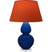 Cobalt Glazed Ceramic w/Lucite with Tangerine W/ Taupe Lining Fabric Shade Glass and Orange Shade