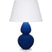 Cobalt Glazed Ceramic w/Lucite with Pearl Dupioni Fabric Shade Glass and White Shade