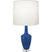 Cobalt Glazed Ceramic w/Polished Nickel/a Lucite with Oyster Linen Shade Glass and White Shade