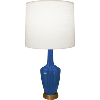 Buy cobalt-glazed-ceramic-w-warm-brass-with-oyster-linen-shade-glass-and-white-shade Emma Table Lamp by Robert Abbey