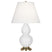 Daisy Glazed Ceramic w/Antique Natural Brassed with Pearl Dupioni Fabric Shade Glass and White Shade