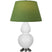 Daisy Glazed Ceramic w/Antique Silvered with Tea Green W/ Taupe Lining Fabric Shade Glass and Green Shade