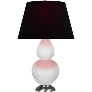 Buy daisy-glazed-ceramic-w-antique-silvered-with-ink-black-w-rose-red-lining-fabric-shade-glass-and-black-shade Double Gourd Table Lamp by Robert Abbey