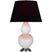 Daisy Glazed Ceramic w/Antique Silvered with Ink Black W/ Rose Red Lining Fabric Shade Glass and Black Shade