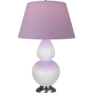 Buy daisy-glazed-ceramic-w-antique-silvered-with-lavender-w-plum-lining-fabric-shade-glass-and-purple-shade Double Gourd Table Lamp by Robert Abbey