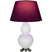 Daisy Glazed Ceramic w/Antique Silvered with Plum W/ Lavender Lining Fabric Shade Glass and Red Shade