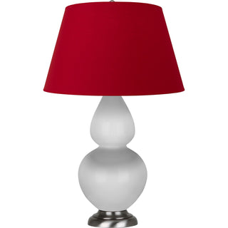 Buy daisy-glazed-ceramic-w-antique-silvered-with-rose-red-w-ink-black-lining-fabric-shade-glass-and-red-shade Double Gourd Table Lamp by Robert Abbey