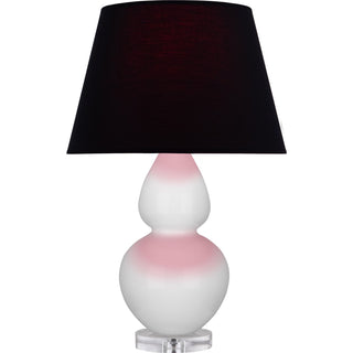 Buy daisy-glazed-ceramic-w-lucite-with-ink-black-w-rose-red-lining-fabric-shade-glass-and-black-shade Double Gourd Table Lamp by Robert Abbey