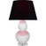 Daisy Glazed Ceramic w/Lucite with Ink Black W/ Rose Red Lining Fabric Shade Glass and Black Shade