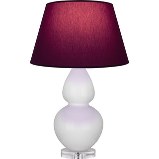 Buy daisy-glazed-ceramic-w-lucite-with-plum-w-lavender-lining-fabric-shade-glass-and-red-shade Double Gourd Table Lamp by Robert Abbey