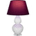 Daisy Glazed Ceramic w/Lucite with Plum W/ Lavender Lining Fabric Shade Glass and Red Shade