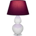 Daisy Glazed Ceramic w/Lucite with Plum W/ Lavender Lining Fabric Shade Glass and Red Shade