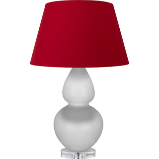 Buy daisy-glazed-ceramic-w-lucite-with-rose-red-w-ink-black-lining-fabric-shade-glass-and-red-shade Double Gourd Table Lamp by Robert Abbey