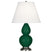 Jungle Glazed Ceramic w/Antique Silvered with Pearl Dupioni Fabric Shade Glass and White Shade