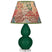 Jungle Glazed Ceramic w/Lucite with Fall Floral Fabric Shade Glass and Multicolor Shade