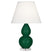 Jungle Glazed Ceramic w/Lucite with Pearl Dupioni Fabric Shade Glass and Multicolor Shade