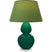 Jungle Glazed Ceramic w/Lucite with Tea Green W/ Taupe Lining Fabric Shade Glass and Green Shade