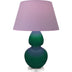 Jungle Glazed Ceramic w/Lucite with Lavender W/ Plum Lining Fabric Shade Glass and Purple Shade