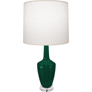 Buy jungle-glazed-ceramic-w-polished-nickel-a-lucite-with-oyster-linen-shade-glass-and-white-shade Emma Table Lamp by Robert Abbey