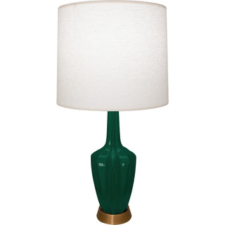 Buy jungle-glazed-ceramic-w-warm-brass-with-oyster-linen-shade-glass-and-white-shade Emma Table Lamp by Robert Abbey