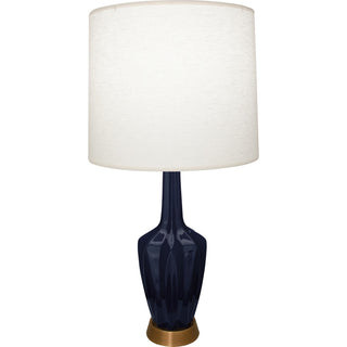 Buy midnight-blue-glazed-ceramic-w-warm-brass-with-oyster-linen-shade-glass-and-white-shade Emma Table Lamp by Robert Abbey