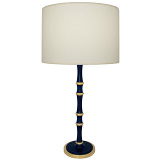 Buy midnight-blue-matte-midnight-blue-w-modern-brass-with-fondine-glass-and-white-shade Kane Table Lamp by Robert Abbey