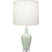 Matte Celadon Glazed Ceramic w/Polished Nickel/a Lucite with Oyster Linen Shade Glass and White Shade