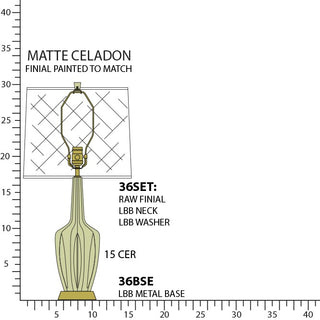 Buy matte-celadon-glazed-ceramic-w-warm-brass-with-oyster-linen-shade-glass-and-white-shade Emma Table Lamp by Robert Abbey