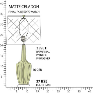 Buy matte-celadon-glazed-ceramic-w-polished-nickel-a-lucite Emma Table Lamp by Robert Abbey