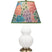 Matte Daisy Glazed Ceramic w/Antique Natural Brassed with Spring Floral Fabric Shade Glass and Multicolor Shade