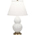Matte Daisy Glazed Ceramic w/Antique Natural Brassed with Pearl Dupioni Fabric Shade Glass and White Shade