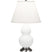 Matte Daisy Glazed Ceramic w/Antique Silvered with Pearl Dupioni Fabric Shade Glass and White Shade