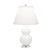 Matte Daisy Glazed Ceramic w/Lucite with Pearl Dupioni Fabric Shade Glass and White Shade