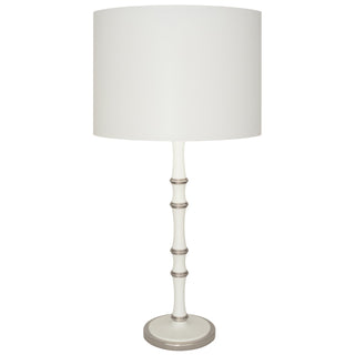 Buy matte-daisy-w-polished-nickel-with-matte-daisy-painted-shade-glass-and-white-shade Kane Table Lamp by Robert Abbey