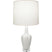 Matte Lily Glazed Ceramic w/Polished Nickel/a Lucite with Oyster Linen Shade Glass and White Shade