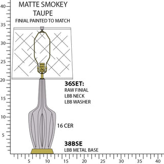Buy matte-smokey-taupe-glazed-ceramic-w-warm-brass Emma Table Lamp by Robert Abbey