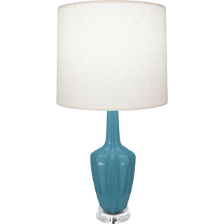 Buy steel-blue-glazed-ceramic-w-polished-nickel-a-lucite Emma Lamp by Robert Abbey