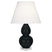 Obsidian Glazed Ceramic w/Lucite with Pearl Dupioni Fabric Shade Glass and White Shade