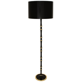 Buy obsidian-w-modern-brass-with-obsidian-painted-shade-glass-and-black-shade Kane Floor Lamp by Robert Abbey