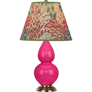 Buy razzle-rose-glazed-ceramic-w-antique-natural-brassed-with-fall-floral-fabric-shade-glass-and-multicolor-shade Small Double Gourd Table Lamp by Robert Abbey