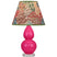 Razzle Rose Glazed Ceramic w/Lucite with Fall Floral Fabric Shade Glass and Multicolor Shade