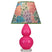 Razzle Rose Glazed Ceramic w/Lucite with Spring Floral Fabric Shade Glass and Multicolor Shade