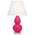 Razzle Rose Glazed Ceramic w/Lucite with Pearl Dupioni Fabric Shade Glass and White Shade