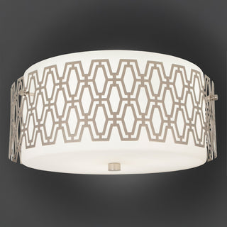 Buy polished-nickel-w-frosted-cased-white-glass-shade-and-white-shade Marcel Flush Mount Ceiling Light by Robert Abbey