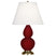 Sangria Glazed Ceramic w/Antique Natural Brassed with Pearl Dupioni Fabric Shade Glass and White Shade