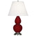 Sangria Glazed Ceramic w/Antique Silvered with Pearl Dupioni Fabric Shade Glass and White Shade