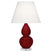 Sangria Glazed Ceramic w/Lucite with Pearl Dupioni Fabric Shade Glass and White Shade