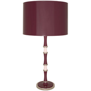 Buy sugar-plum-rose-water-w-polished-nickel-with-sugar-plum-painted-shade-glass-and-red-shade Kane Table Lamp by Robert Abbey